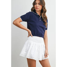 Load image into Gallery viewer, BUTTERMELON - Scalloped Trim Knit Polo Top - BMW8391