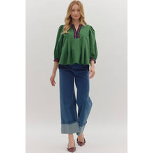 Load image into Gallery viewer, Solid Top with Tartan Trim