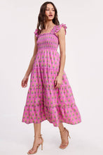 Load image into Gallery viewer, Floral Clusters Smocked Midi Dress - Pink