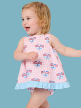 Load image into Gallery viewer, Baby Girls Pink Patriotic Gingham Ruffle Swing Top &amp; Bloomer Set