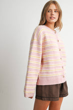 Load image into Gallery viewer, BUTTERMELON - Cozy Stripe Button-Up Cardigan- BMC8594