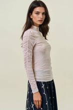 Load image into Gallery viewer, Semi Sheer Mock Neck Long Sleeve Tee