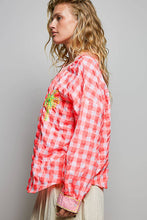 Load image into Gallery viewer, Graphic Palm-Tree Embroidery Paid Blouse Top