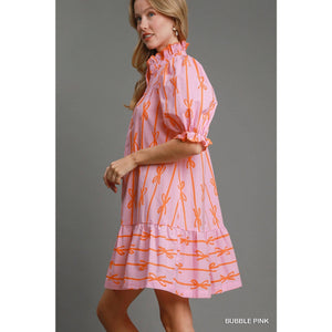STYLE USA - Ribbon Scalloped Mini Dress