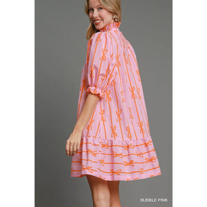 STYLE USA - Ribbon Scalloped Mini Dress