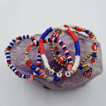 Load image into Gallery viewer, magnolia jewelry - USA Patriotic Heishi Beaded Bracelet