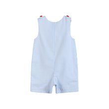 Load image into Gallery viewer, Blue Seersucker USA Flag Shortalls