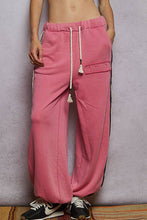 Load image into Gallery viewer, French terry striped patch trim star patch knit pants