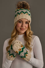 Load image into Gallery viewer, Panache Apparel Co. - Cream, Gold, Green &amp; Gray Patterned Pom Hat