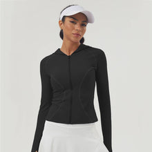 Load image into Gallery viewer, Sodalemon - Women Fall Winter Thumb Hole Hooded Zip-Up Sport Jacket