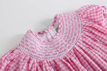 Load image into Gallery viewer, Pink Gingham Classic Smocked Bishop Dress