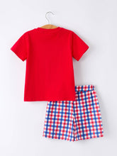 Load image into Gallery viewer, Boys 4th of July Plaid Flag Set