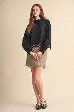 Load image into Gallery viewer, Embroidered Cut Out Hem Blouse - Black