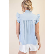 Load image into Gallery viewer, Sleeveless Ruffle Top: Sky