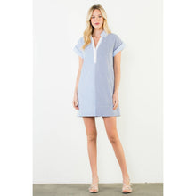 Load image into Gallery viewer, Short Sleeve Split Striped V-Neck Dress