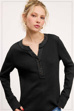 Load image into Gallery viewer, La Miel - HCT7679-Waffle Long Sleeve Henley Thermal Top Halloween