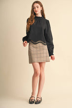 Load image into Gallery viewer, Embroidered Cut Out Hem Blouse - Black