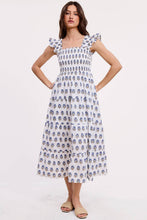 Load image into Gallery viewer, Floral Clusters Smocked Midi Dress - White