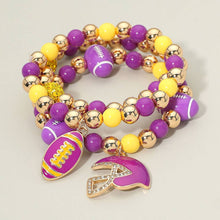 Load image into Gallery viewer, Sensibling Corp. - 3PCS - Game Day Football Helmet Charm Beaded Stretch Multi Layered Bracelets