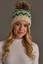 Load image into Gallery viewer, Panache Apparel Co. - Cream, Gold, Green &amp; Gray Patterned Pom Hat