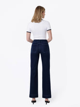 Load image into Gallery viewer, Flying Monkey- High Rise Patch Pocket Dark Blue Slim Wide Leg Jeans F9338