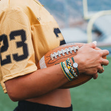 Load image into Gallery viewer, K'lani hair tie bracelets - "Game Day" Green &amp; Yellow Hair Tie Bracelets