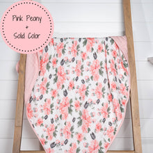 Load image into Gallery viewer, LollyBanks - Pretty in Peony Baby Toddler Muslin Blanket