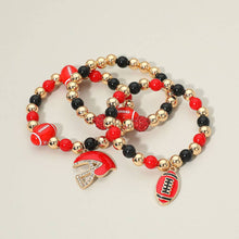 Load image into Gallery viewer, Sensibling Corp. - 3PCS - Game Day Football Helmet Charm Beaded Stretch Multi Layered Bracelets