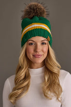 Load image into Gallery viewer, Panache Apparel Co. - Green, Gold &amp; White Knit Pom Hat