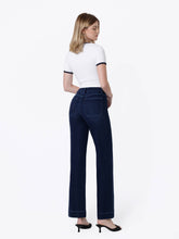 Load image into Gallery viewer, Flying Monkey- High Rise Patch Pocket Dark Blue Slim Wide Leg Jeans F9338