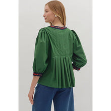 Load image into Gallery viewer, Solid Top with Tartan Trim