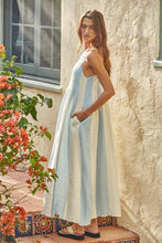 Load image into Gallery viewer, Cotton Gauze Striped Cami Pintuck Midi Dress
