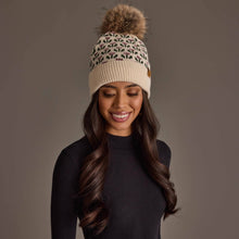 Load image into Gallery viewer, Panache Apparel Co. - Cream Small Floral Pattern Knit Pom Hat