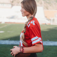Load image into Gallery viewer, K'lani hair tie bracelets - University of Wisconsin Game Day Hair Tie Bracelets