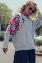 Load image into Gallery viewer, Sequin Floral Fuzzy Knit Sweater
