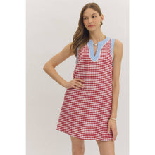 Load image into Gallery viewer, Gingham print sleeveless mini dress