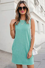 Load image into Gallery viewer, Mineral Wash Tank Mini Dress with Pockets - Blue