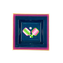 Load image into Gallery viewer, Pickleballs Enameled Tori Trinket Tray - Navy &amp; Pink