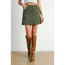 Load image into Gallery viewer, BUTTERMELON - Scallop Trim Button-Front Mini Skirt - BMS7859