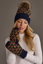Load image into Gallery viewer, Panache Apparel Co. - Navy Small Floral Pattern Knit Pom Hat