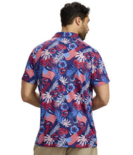 Load image into Gallery viewer, Patriotic Paradise Golf Polo - Men's Tropical USA Golf Shirt