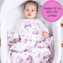 Load image into Gallery viewer, LollyBanks - Pink Golf Baby 100% Cotton Muslin Swaddle Blanket 47"x47"
