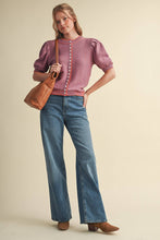 Load image into Gallery viewer, Striped Short Sleeve Puff Sweater