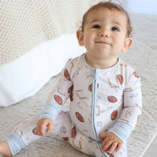 Load image into Gallery viewer, Tiny Touchdowns Convertible Zip Romper | Neutral