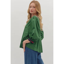 Load image into Gallery viewer, Solid Top with Tartan Trim