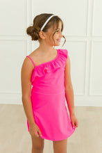 Load image into Gallery viewer, Girls Neon Magenta Active Tennis Dress &amp; Bike Short Set