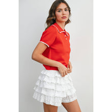 Load image into Gallery viewer, BUTTERMELON - Scalloped Trim Knit Polo Top - BMW8391