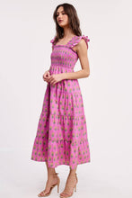 Load image into Gallery viewer, Floral Clusters Smocked Midi Dress - Pink
