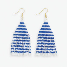 Load image into Gallery viewer, INK + ALLOY - Lexie Game Day Horizontal Stripes Beaded Fringe Earrings Blue and White Wholesale
