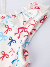 Load image into Gallery viewer, 4th of july Bow Print Girls Dress One Shoulder Ruffle